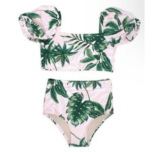 NWT Shade Critters Tropical Botanical Two Piece Bikini Swimsuit 4T Pink